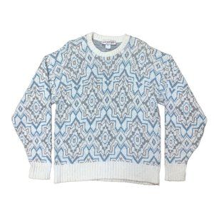 Vintage Sweater Men's Size Large Ivory Blue Beige Cotton Knit Northern‎ Isles